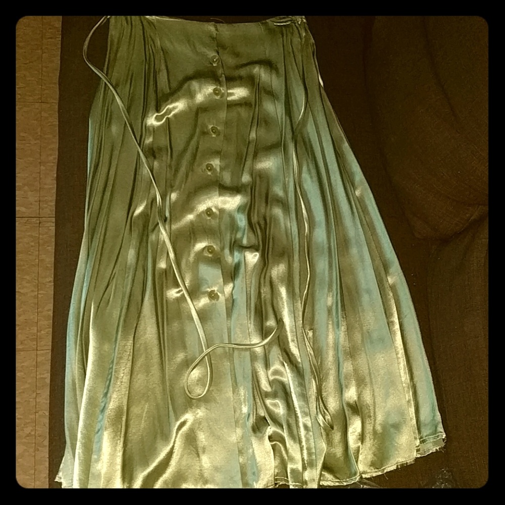 Vintage Silky green A line skirt